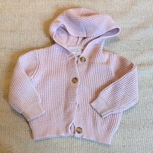 Pink Knit Hooded Cardigan